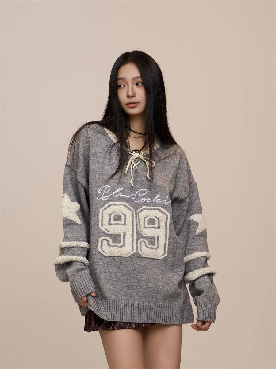 Women's Embroidered Letters Loose And Lazy Style Retro College Style Sweater