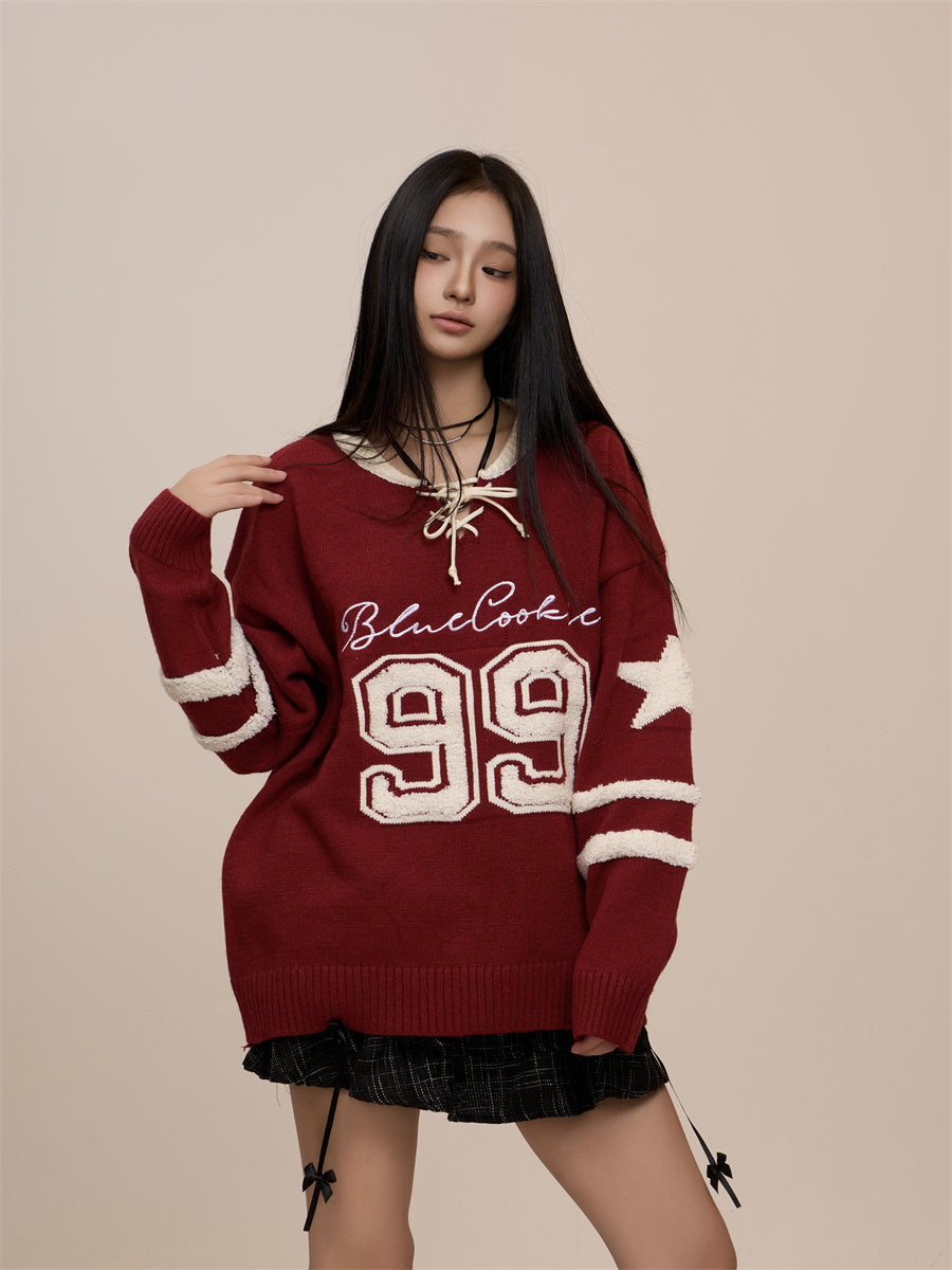 Women's Embroidered Letters Loose And Lazy Style Retro College Style Sweater