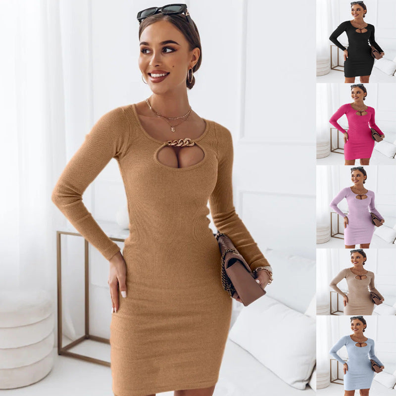 Women's Dress Round Neck Hollowed Fashion